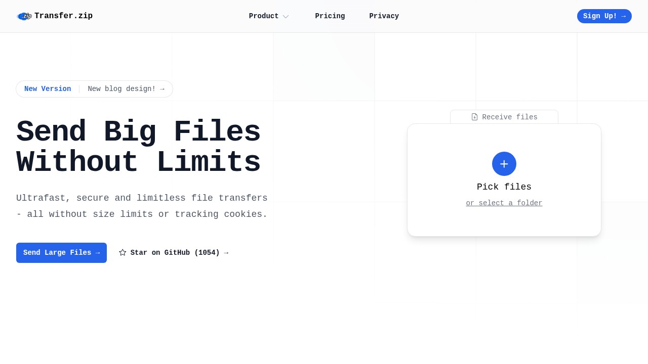 Transfer.zip Homepage