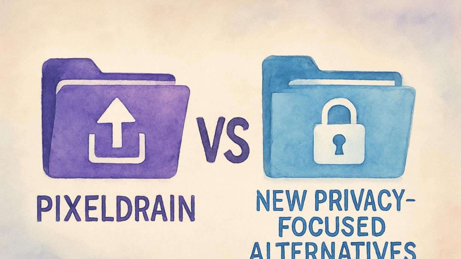 An image portraying the post title Comparing Free File Sharing: Pixeldrain and New Privacy-Focused Alternatives